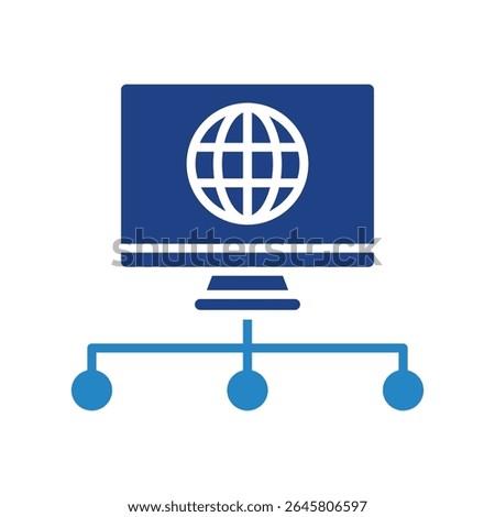 Network dual tone blue color mini illustration icon, use for journalist, broadcasting, news and media UI, UX kit, app and web development, digital or print.