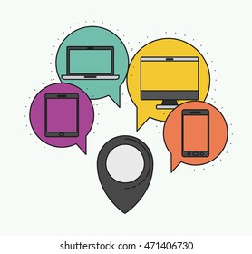 Network electronic devices communication vector illustration design