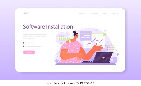 Network Engineer Web Banner Or Landing Page. Specialist Setting Up, Developing And Maintaining Computer Networks. Administrator Working In Data Center. Flat Vector Illustration