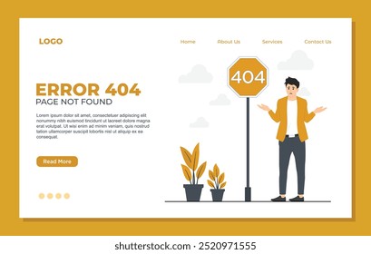 Concepto de error de red 404 para conjunto de Plantillas de página de destino Plantilla de página de destino de página de error 404. Página no encontrada