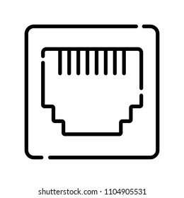 Network Ethernet port. Network router or switch icon.

