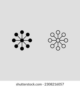 conjunto de iconos de relleno y contorno de red e ilustración vectorial aislada