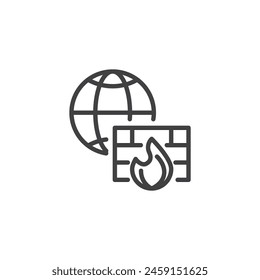 Network Firewall line icon. linear style sign for mobile concept and web design. Network security system outline vector icon. Cyber security symbol, logo illustration. Vector graphics