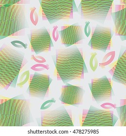Network and fish. Seamless pattern on a light background. Abstract vector image. Design textile, wrapping paper, banners.