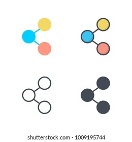Network Flat Colored Line Silhouette Icon Vector
