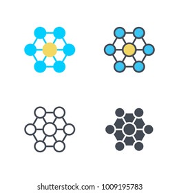 Network Flat Colored Line Silhouette Icon Vector
