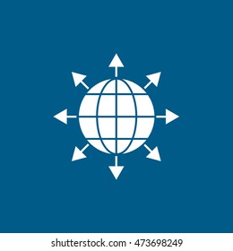 Network Flat Icon On Blue Background