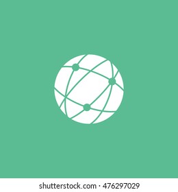 Network Flat Icon On Green Background