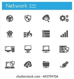 Network flat icons set