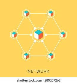 Network, flat style, colorful, vector icon for info graphics, websites, mobile and print  media.