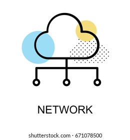 Network with flow chart on white background illustration design.vector