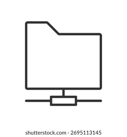 Network folder icon in line design. folder, network, shared, computer, directory, storage, data, files on white background vector. Network folder editable stroke icon
