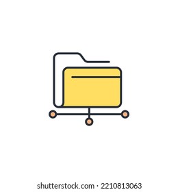 network folder thin line icons. Vector illustration isolated on white. Editable stroke.