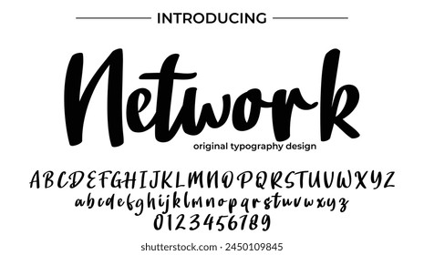 Network Font Stylish brush painted an uppercase vector letters, alphabet, typeface