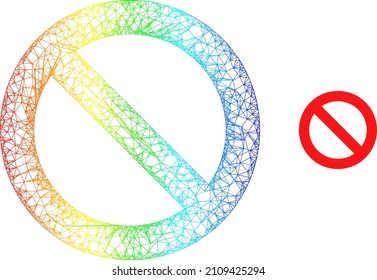 Icono de marco prohibido de red con gradiente espectral. Icono de red de marco colorido prohibido. 