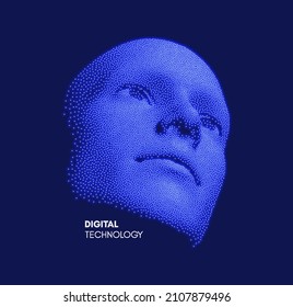 Network Forming AI Human Face. Technology And Robotics Concept. Anonymous Social Masking. Cyber Crime And Cyber Security Vector Illustration. 