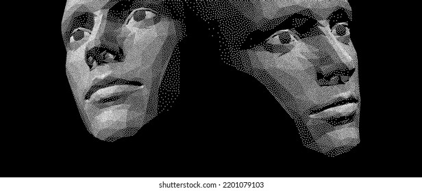 Network Forming AI Human Face. Technology And Robotics Concept. Anonymous Social Masking. Cyber Crime And Cyber Security Vector Illustration. 