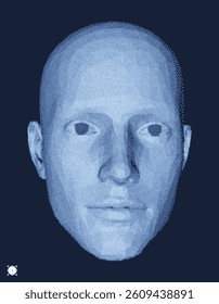 Network forming AI human face. Technology and robotics concept. Anonymous social masking. Cyber crime and cyber security vector illustration.