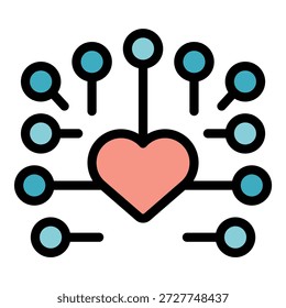 La red se está formando con un corazón en su centro, representando el concepto de inteligencia emocional