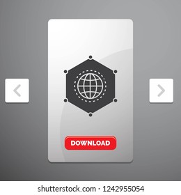 Network, Global, data, Connection, Business Glyph Icon in Carousal Pagination Slider Design & Red Download Button