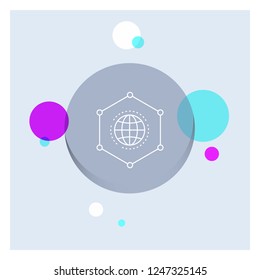 Network, Global, data, Connection, Business White Line Icon colorful Circle Background