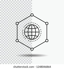 Network, Global, data, Connection, Business Line Icon on Transparent Background. Black Icon Vector Illustration