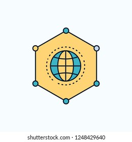 Network, Global, data, Connection, Business Flat Icon. green and Yellow sign and symbols for website and Mobile appliation. vector illustration