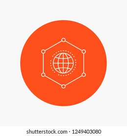 Network, Global, data, Connection, Business White Line Icon in Circle background. vector icon illustration