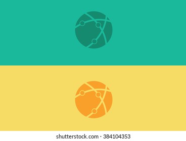Network globe flat logo vector 