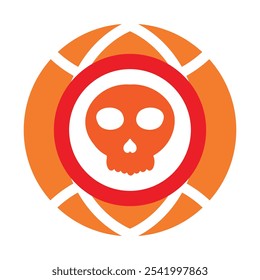 network globe with skull icon isolated on white background
