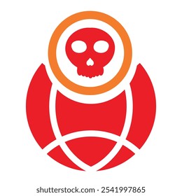 globo de rede com ícone caveira isolado no fundo branco