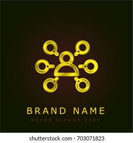 Network golden metallic logo