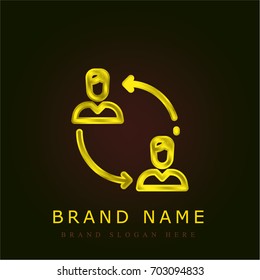 Network golden metallic logo