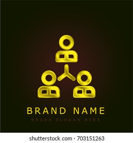 Network golden metallic logo
