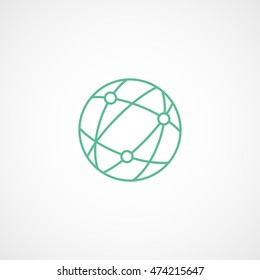 Network Green Line Icon On White Background