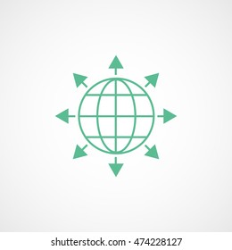 Network Green Line Icon On White Background