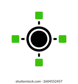 Network of Green Nodes Linked to Central Hub