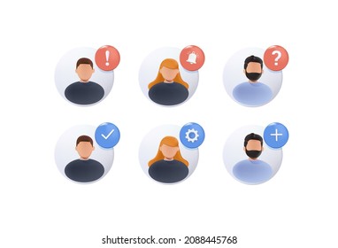 Conjunto de iconos de grupo de red. Comunidad social, equipo de negocios, ícono de comunicación de la gente. Ilustración vectorial 3d. Usuarios y Avatars Vector Icons. Trabajo en equipo y símbolos de hombres de negocios. vector 3D, libre de edición.