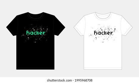 Network and hacker theme T-shirt pattern design, vector layered file.