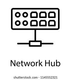 network hardware device for connecting multiple ethernet devices, network hub icon vector 