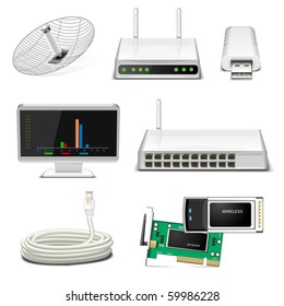 network hardware icon set