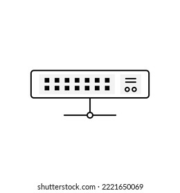 Network hardware Switch, Ethernet switch, or Switching hub clip art. Monochrome outline style.