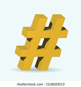 Network hashtag icon or online technology communication trend tag and social follow symbol. 3d illustration.