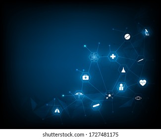 Network Health Care Icon Pattern Medical Innovation Concept Blue Background