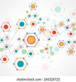 Network hexagonal color technology communication background