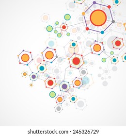 Network hexagonal color technology communication background