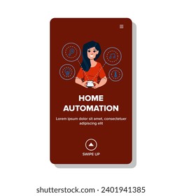 network home automation vector. smart control, digital app, remote house network home automation web flat cartoon illustration