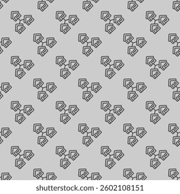 Network with home house line seamless pattern, remote work theme. Vector graphics. Display and cottage building sign with background, repeat line icon