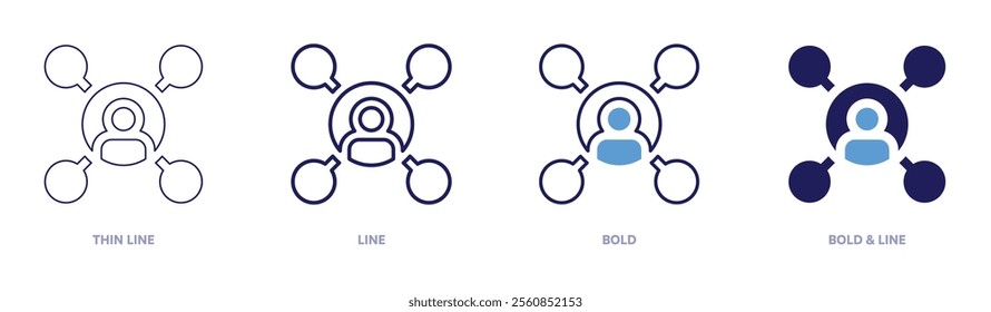 Network homework icon in 4 different styles. Thin Line, Line, Bold, and Bold Line. Duotone style. Editable stroke.