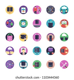 Network and Hosting Flat Vector Icons
